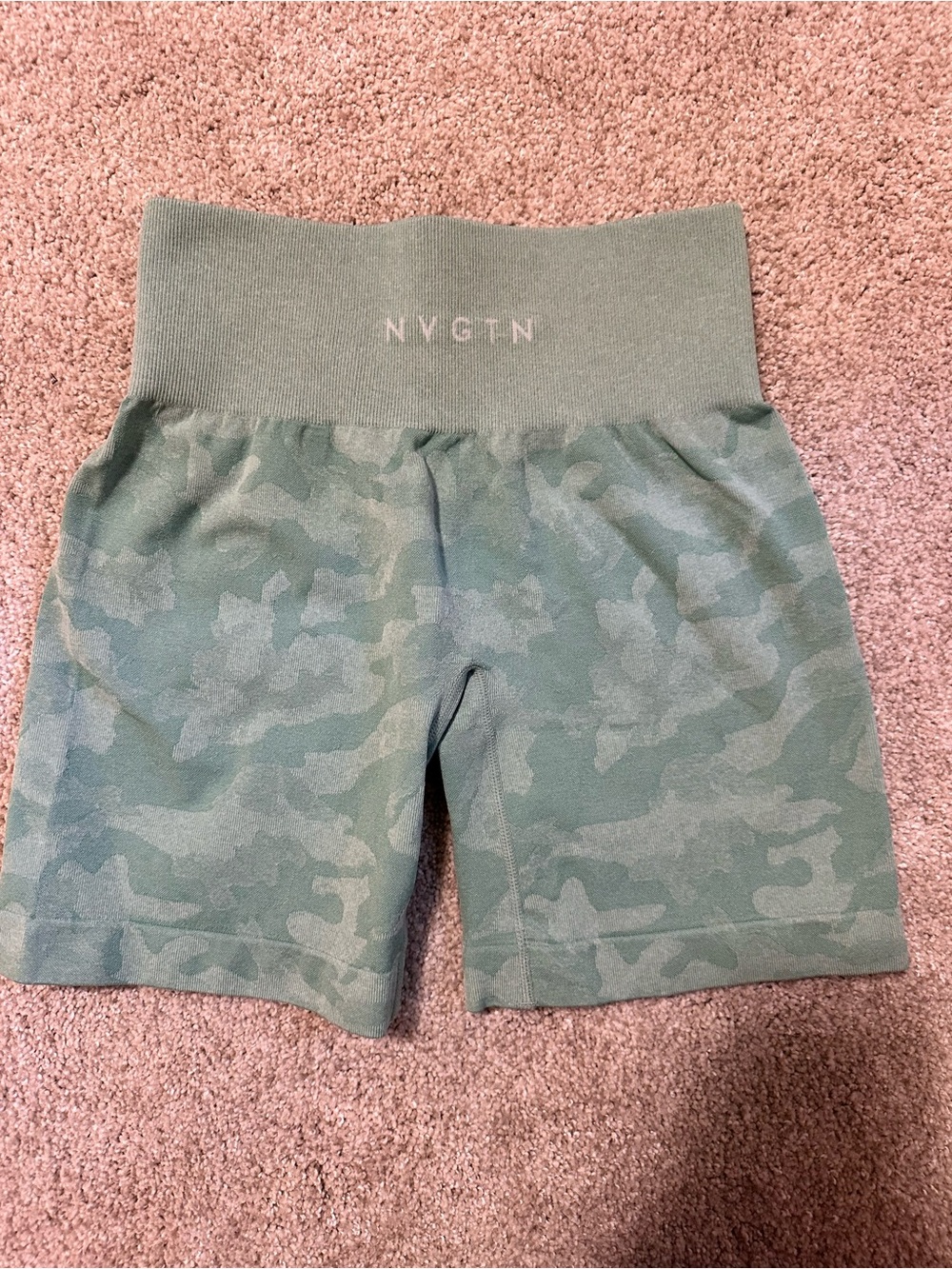 NVGTN Sage Green Camo High-Waist Bike Shorts